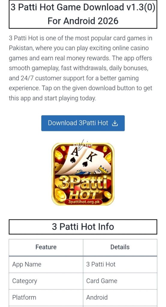 Download 3 Patti Hot Apk